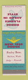 Matchbook Cover - Pauley Bros Dodge 1955 Plymouth Shelton WA