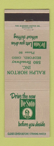 Matchbook Cover - DeSoto Ralph Horton Bedford OH low phone #