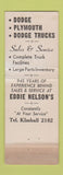 Matchbook Cover - Eddie Nelson Dodge Plymouth Huntington Park CA