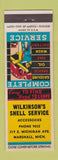 Matchbook Cover - Wilkinson's Shell oil gas Marshall MI