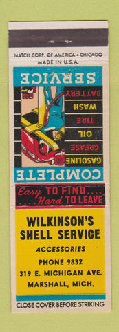 Matchbook Cover - Wilkinson's Shell oil gas Marshall MI