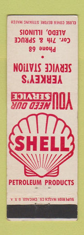 Matchbook Cover - Yerkey's Shell oil gas Aledo IL low phone #