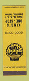Matchbook Cover - King's One Stop Shell oil gas Greenfield IN