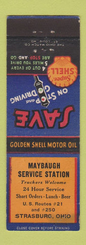 Matchbook Cover - Maybaugh Shell oil gas Strasburg OH WEAR