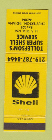 Matchbook Cover - Tollefson's Shell oil gas Chesterton IN