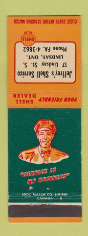 Matchbook Cover - Jeffrey's Shell oil gas Lindsay ON WEAR