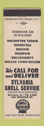 Matchbook Cover - Sylvania Shell oil gas OH