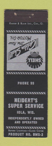 Matchbook Cover - Neidert's Shell oil gas Iola WI