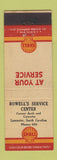 Matchbook Cover - Rowell's Shell oil gas Lancaster SC low phone #