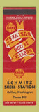 Matchbook Cover - Schmitz Shell oil gas Colfax WA low phone #