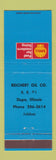 Matchbook Cover - Reichert Oil Dupo IL Shell gas