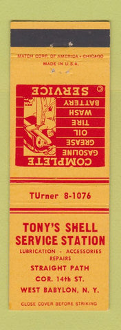 Matchbook Cover - Tony's Shell oil gas West Babylon NY