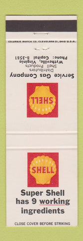 Matchbook Cover - Service Gas Shell oil Wytheville VA
