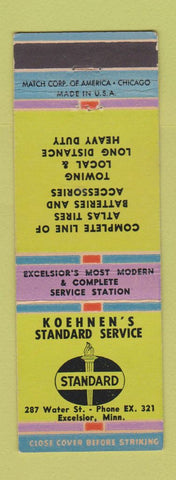 Matchbook Cover - Koehnen's Standard oil gas Excelsior MN