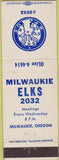 Matchbook Cover - Matchbook Cover Elks Club Milwaukie OR