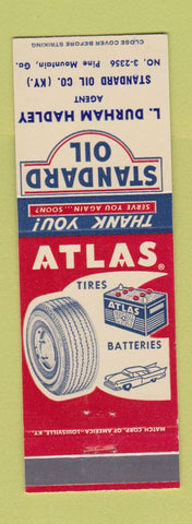 Matchbook Cover - Standard oil gas L Durham Hadley Pine Mountain GA Atlas Tires