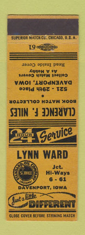 Matchbook Cover - Lynn Ward Standard oil gas Davenport IA