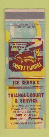 Matchbook Cover - Triangle Motel Court Standard oil gas Sheridan WY