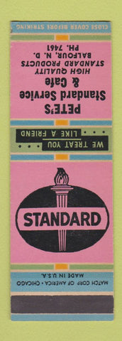 Matchbook Cover - Pete's Standard oil gas Cafe Balfour ND