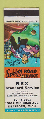 Matchbook Cover - Rex Standard oil gas Dearborn MI