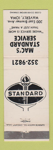 Matchbook Cover - Mac's Standard oil gas Waverly IA WEAR