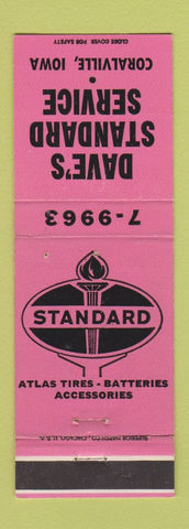 Matchbook Cover - Dave's Standard oil gas Coralville IA
