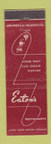 Matchbook Cover - Eaton's Restaurant Arcadia Studio City Long Beach CA