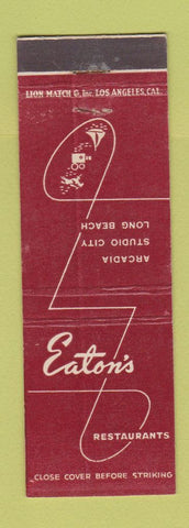 Matchbook Cover - Eaton's Restaurant Arcadia Studio City Long Beach CA