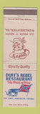 Matchbook Cover - Duff's Rebel Restaurant Winchester VA WEAR