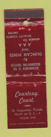 Matchbook Cover - Courtesy Court St Augustine FL WORN