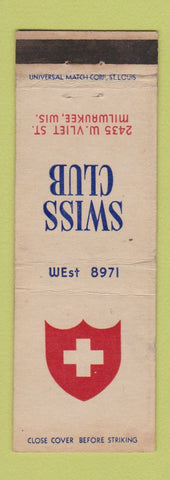 Matchbook Cover - Swiss Club Milwaukee WI