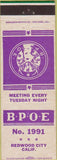 Matchbook Cover - Matchbook Cover Elks Club Redwood City CA