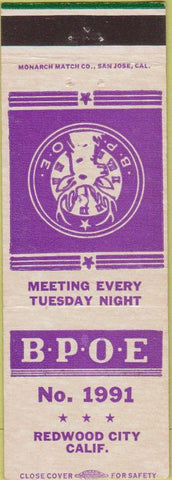 Matchbook Cover - Matchbook Cover Elks Club Redwood City CA