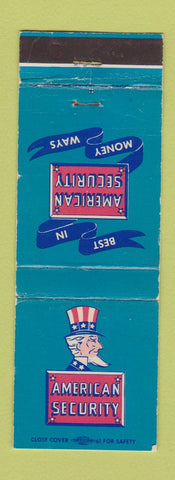 Matchbook Cover - American Security Muncie IN bank Uncle Sam WEAR
