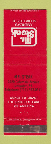 Matchbook Cover - Mr Steak Lancaster PA