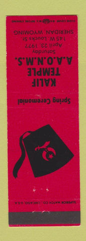 Matchbook Cover - Kalif Temple Shriners Sheridan WY