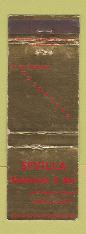 Matchbook Cover - Sevilla Restaurant New York City Greenwich Village WEAR