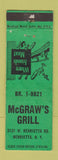 Matchbook Cover - McGraw's Grill Henrietta NY WEAR