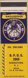 Matchbook Cover - Matchbook Cover Elks Club Bordentown NJ