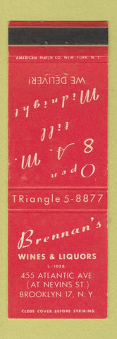 Matchbook Cover - Brennan's Wine Liquor Brooklyn NY WEAR