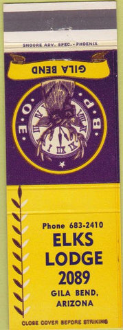 Matchbook Cover - Matchbook Cover Elks Club Gila Bend AZ