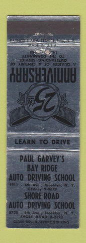 Matchbook Cover - Paul Garvey's Driving School Brooklyn NY