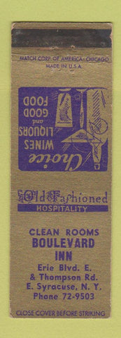 Matchbook Cover - Boulevard Inn East Syracuse NY WEAR
