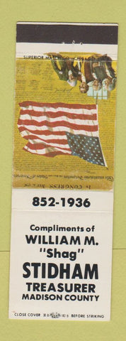 Matchbook Cover - William Shag Stidham Treasurer Election Madison County