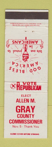 Matchbook Cover - Allen M Gray for County Commissioner Election