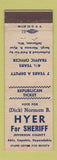 Matchbook Cover - Norman Hyer for Sheriff Jefferson WI