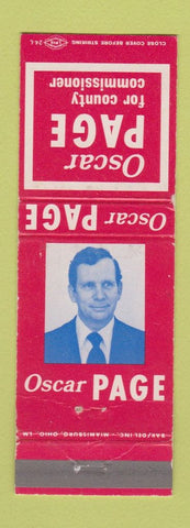Matchbook Cover - Oscar Page for County Commissioner Dayton OH WEAR