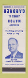 Matchbook Cover - Mayor James Gardner Election