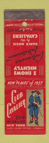 Matchbook Cover - Club Cavalier New York City WEAR
