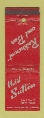 Matchbook Cover - Hotel Sutton Restaurant New York City